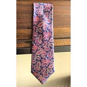 Neil Martin Vintage Silk Paisley Tie – Italian Silk Made in USA (Navy/Burgundy)